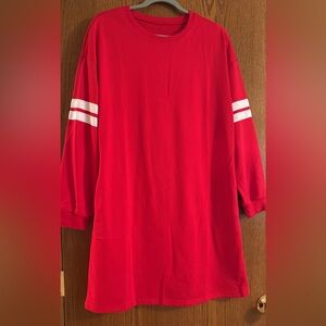 Red Long Sleeve Shirt with White Stripes